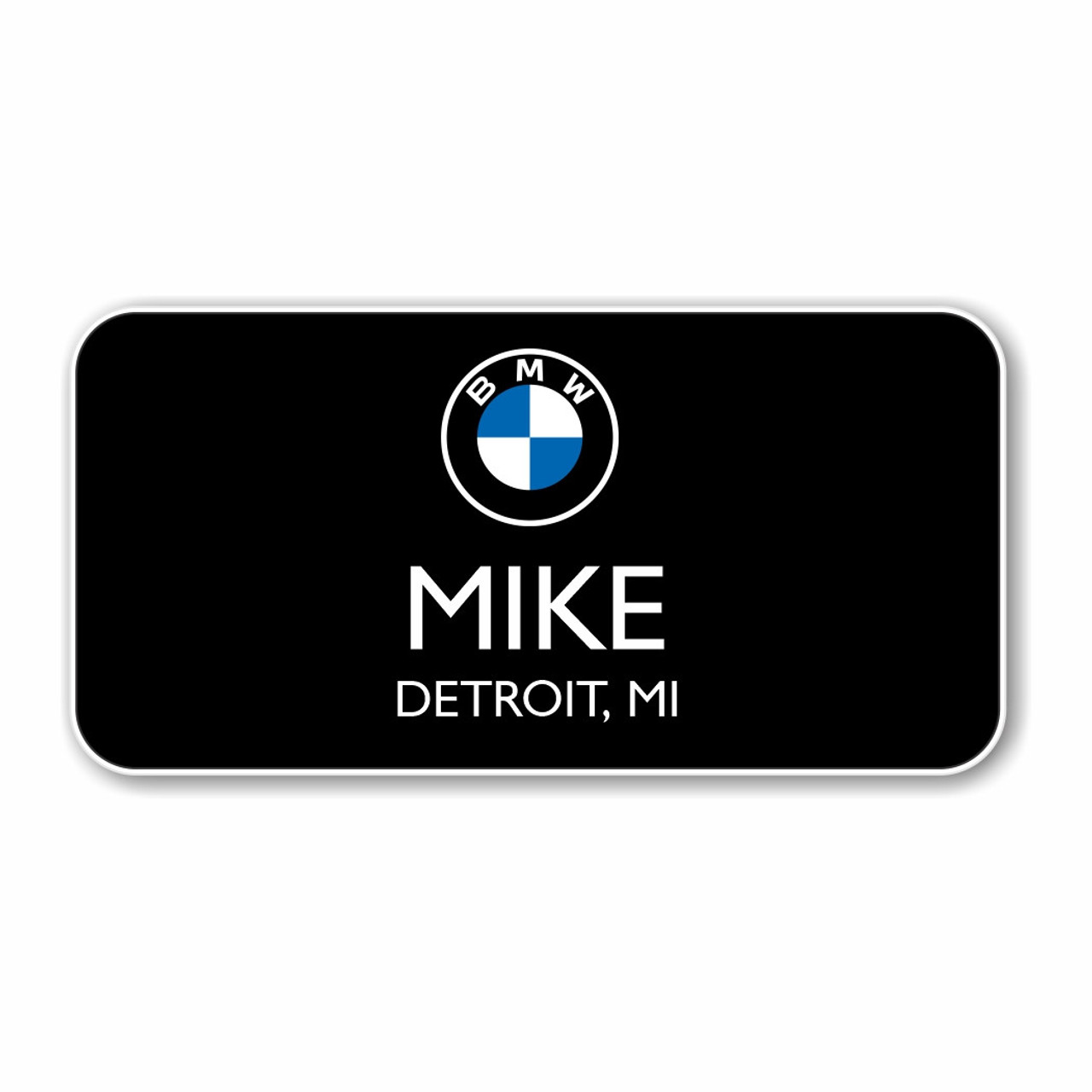 BMW 3" x 1.5" Black Name Badge 