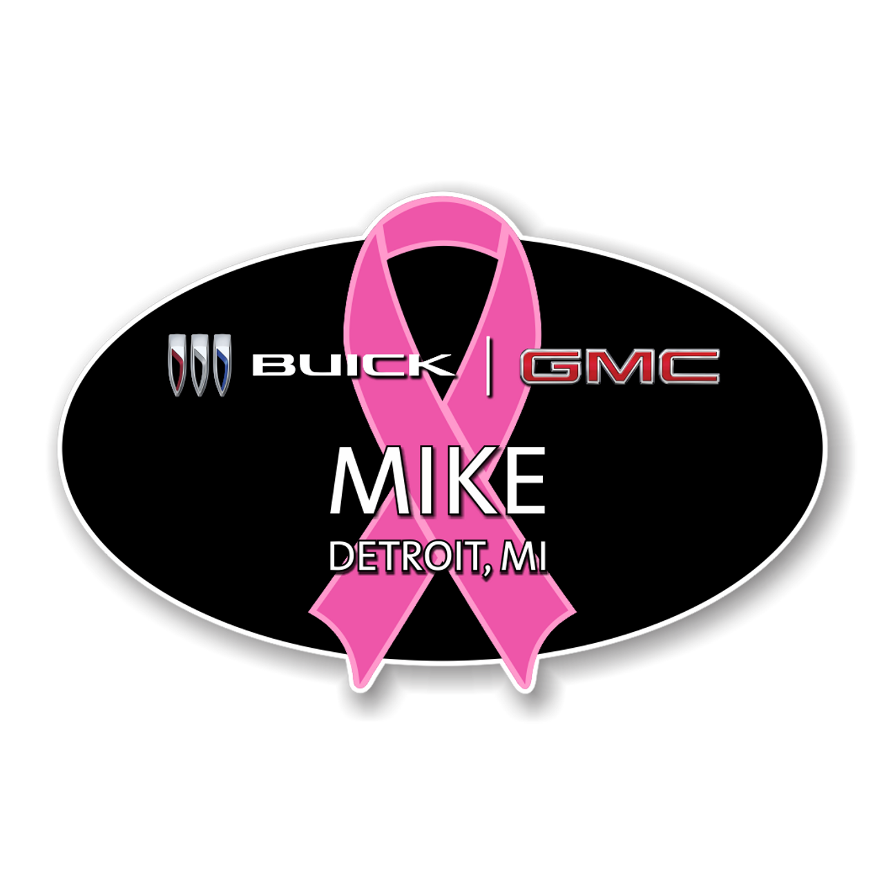 Buick GMC 2023 Breast Cancer Awareness Oval Name Badge