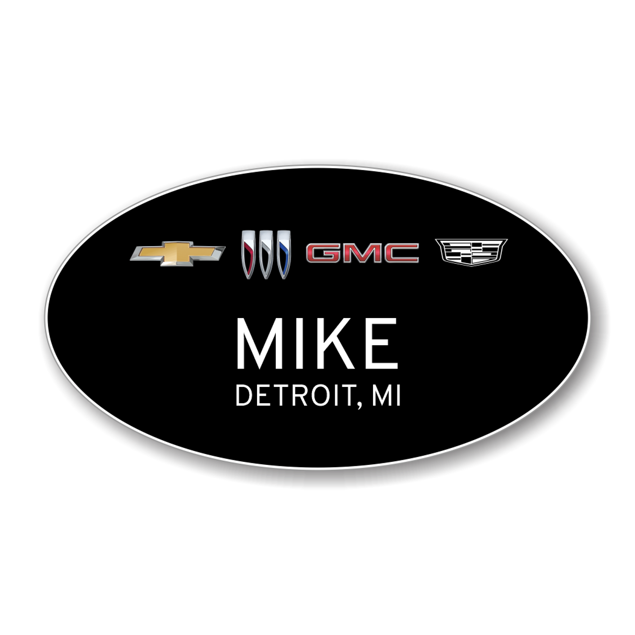 GM 4 Brand 2023 Black Oval Name Badge