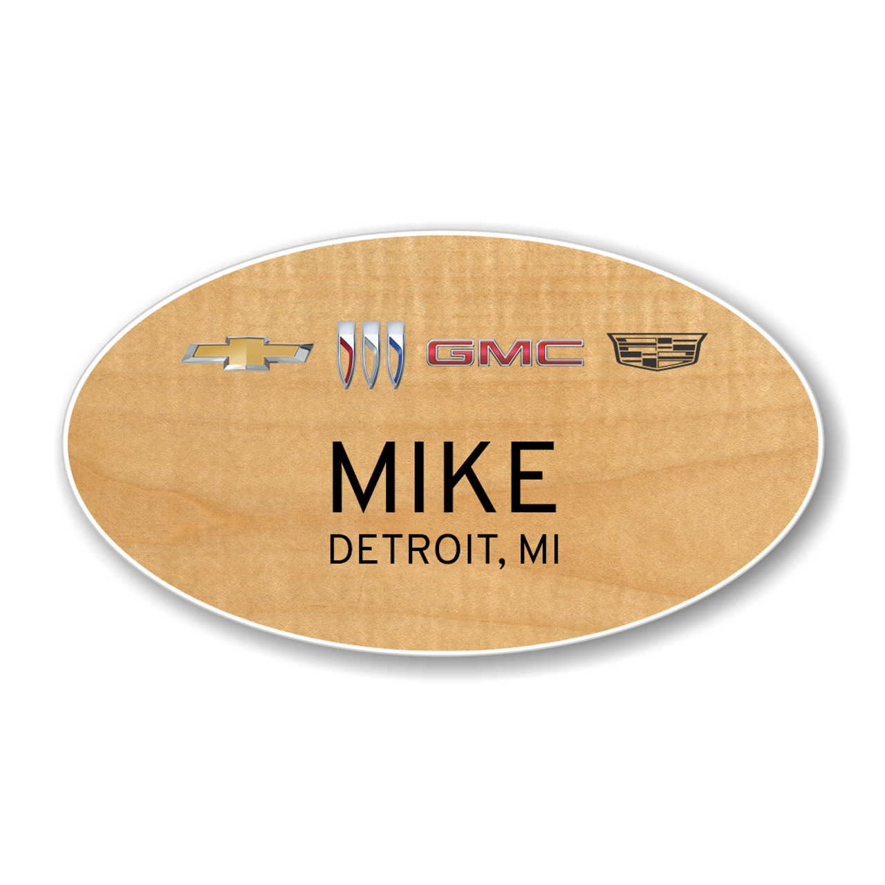 GM 4 Brand 2023 Maple Finish Oval Name Badge