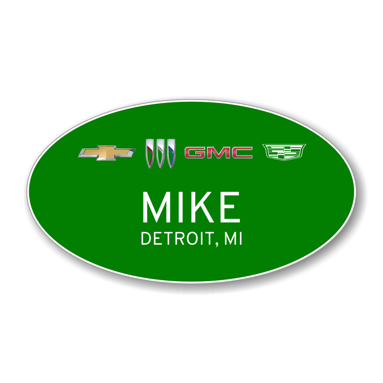 GM 4 Brand 2023 Green Oval Name Badge