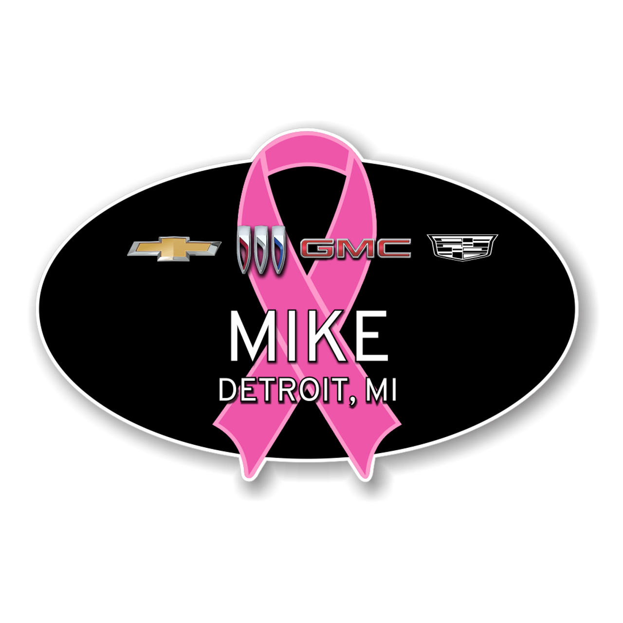 GM 4 Brand 2023 Breast Cancer Awareness Oval Name Badge