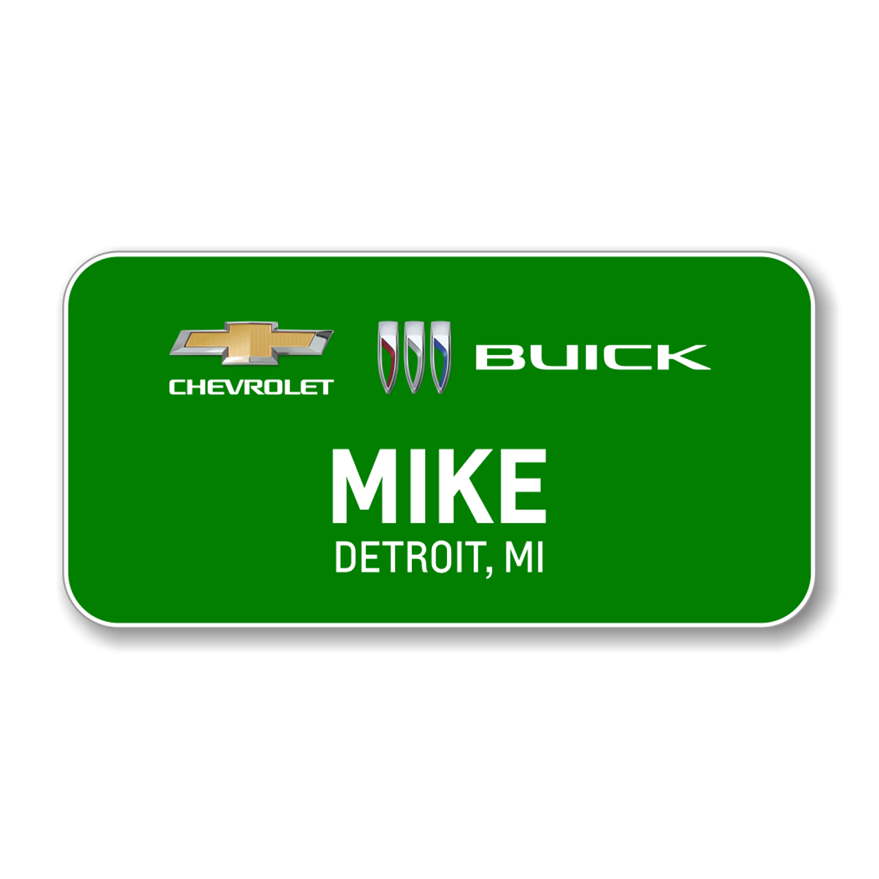 Chevrolet Buick 2023 Green 3" x 1.5" Name Badge