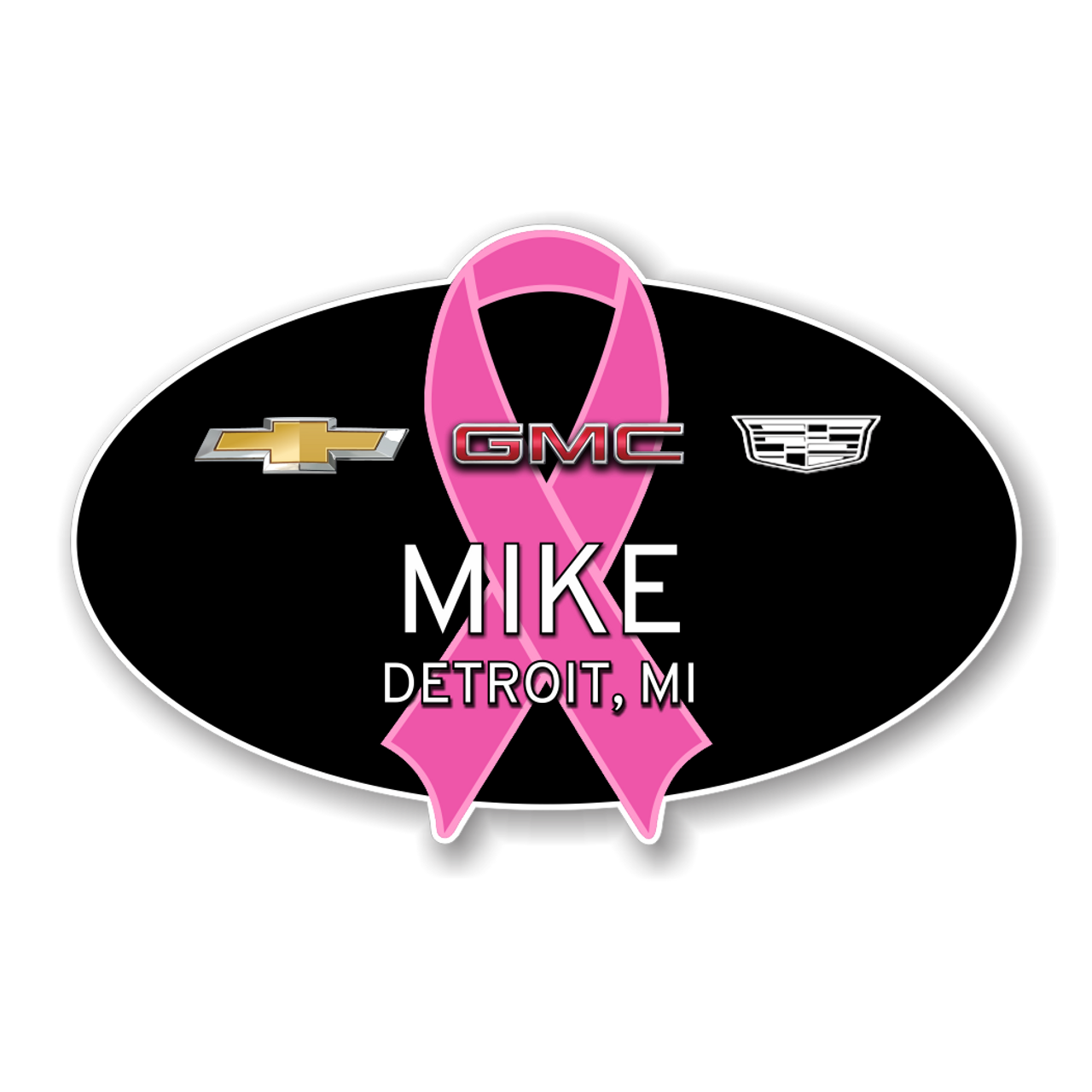 Chevrolet GMC Cadillac Breast Cancer Awareness  Name Badge Current Logos