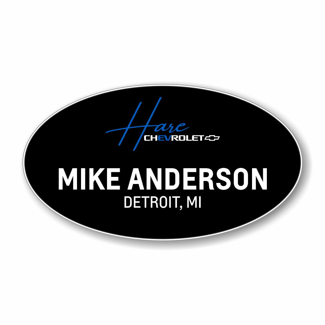 Hare Chevrolet Black Oval Name Badge
