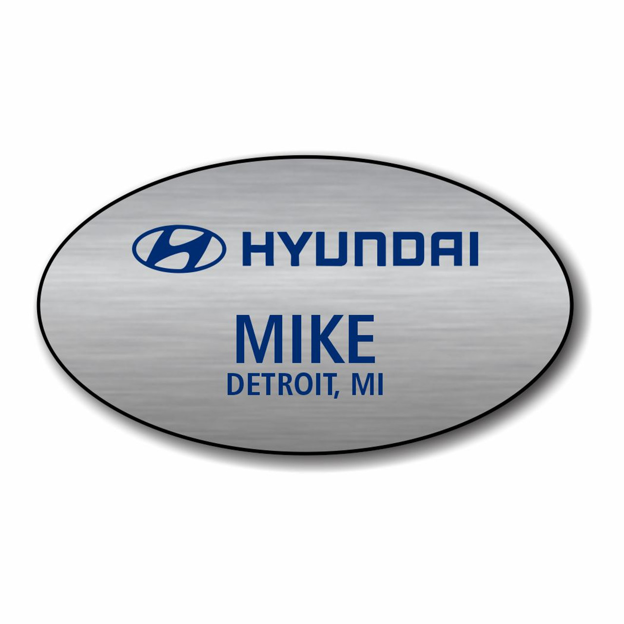 Hyundai BLUE Logo Silver Oval Badge