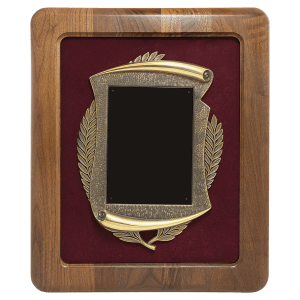 14" x 17" American Walnut Frame w/Maroon Velour Back/Bronze Finish Frame/Black Brass Plate