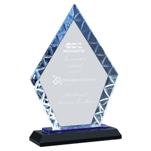 Clear Diamond Accent Glass on Blue & Black Reflective Base