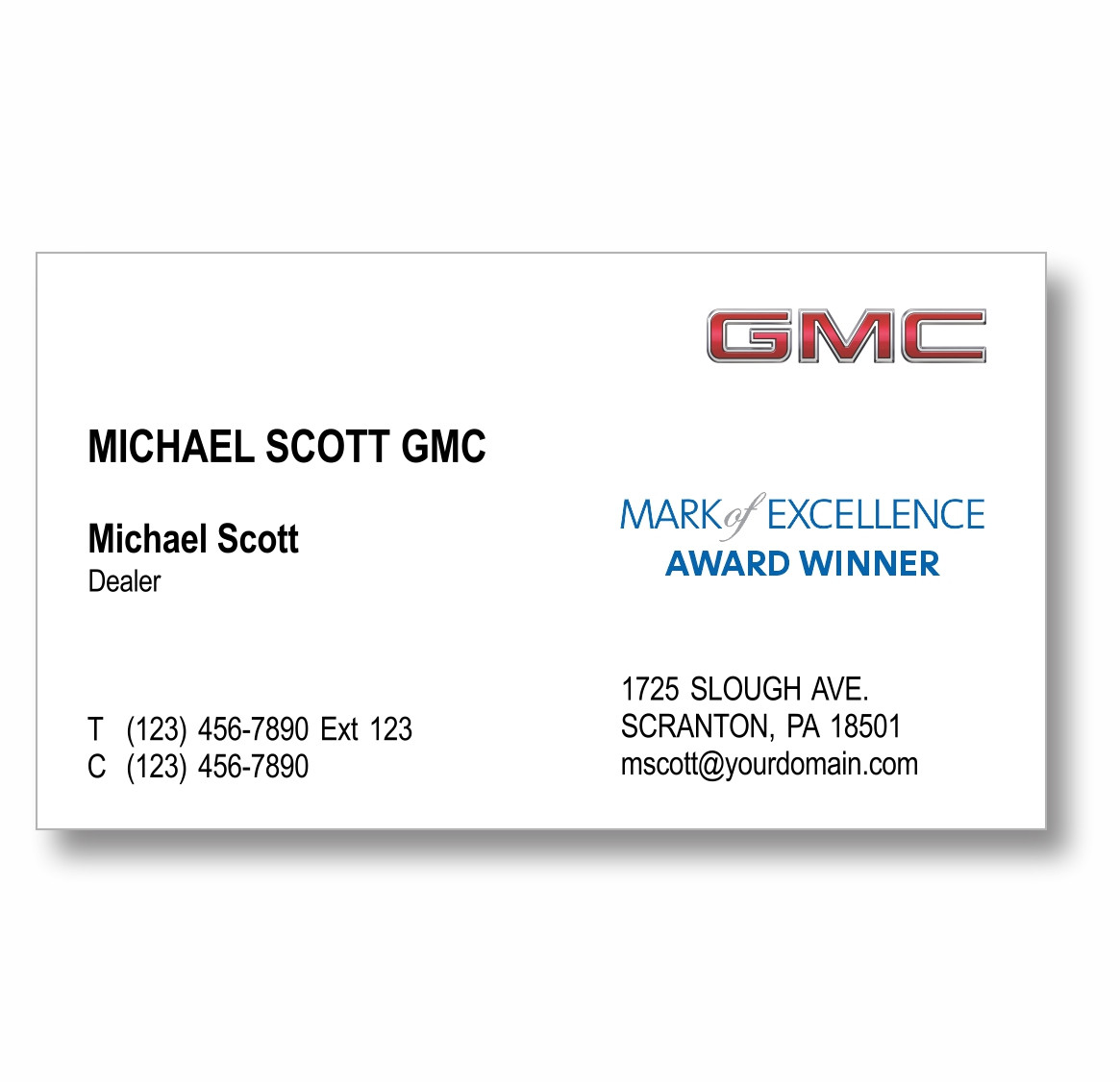 GMC Mark of Excellence Business Cards