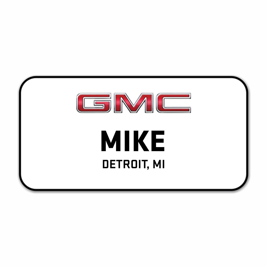 GMC White 3" X 1.5" Name Badge