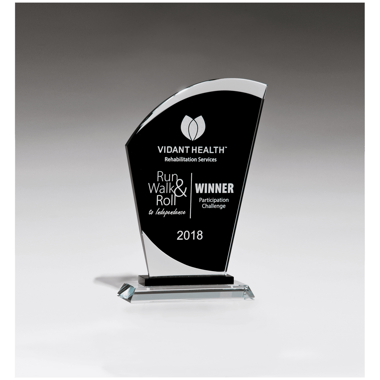 Sail Shaped Glass Award with Black Center