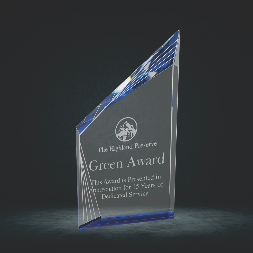 Crystal Beveled Peak with Blue Bottom