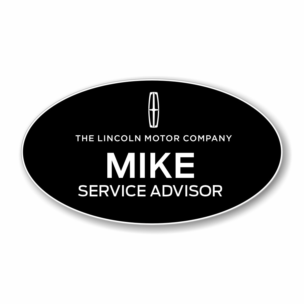 Lincoln Motor Company Black Oval Name Badge