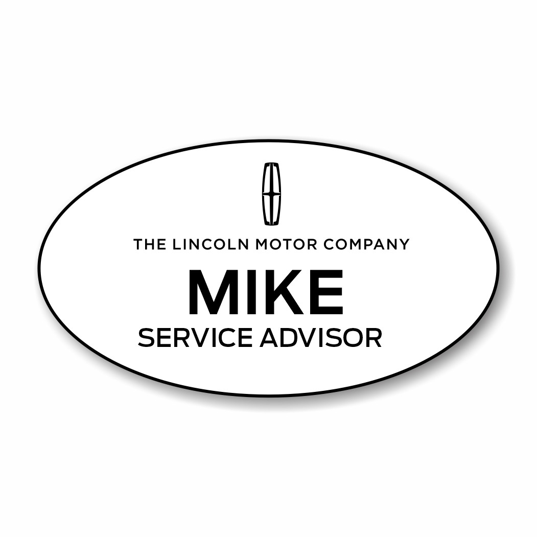 Lincoln Motor Company White Oval Name Badge