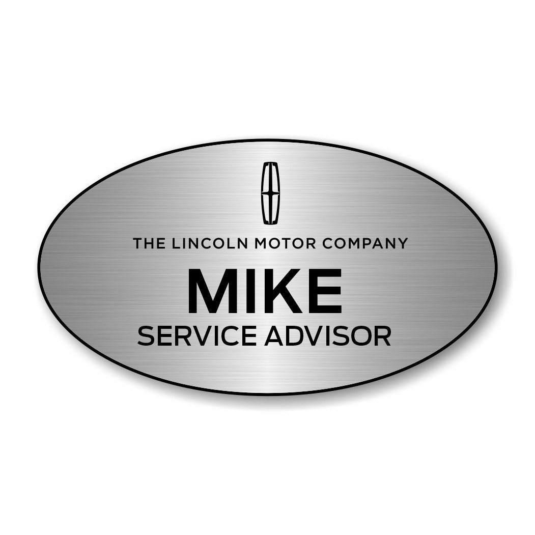 Lincoln Motor Company Silver Oval Name Badge