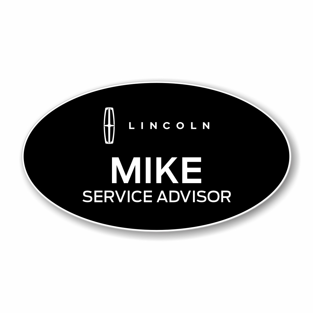 Lincoln Black Oval Name Badge
