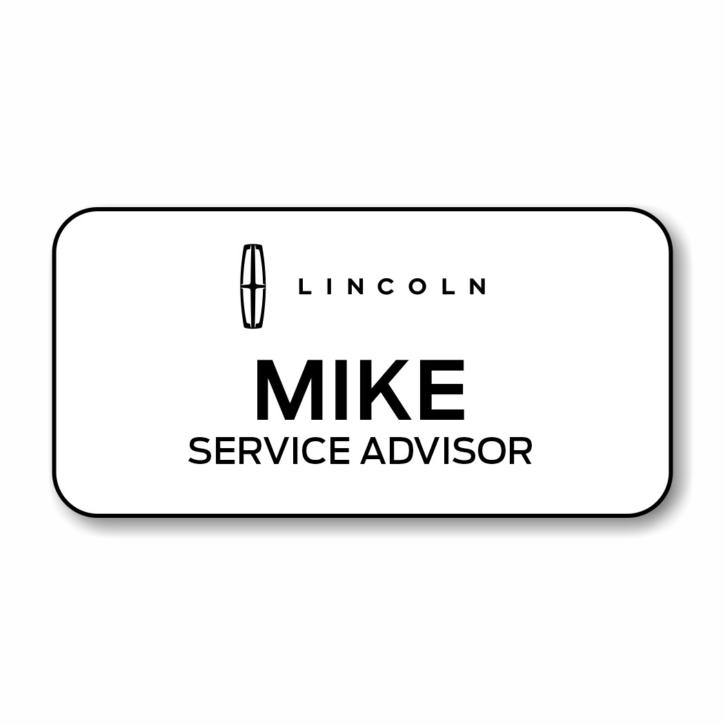 Lincoln 3" x 1.5" White Name Badge