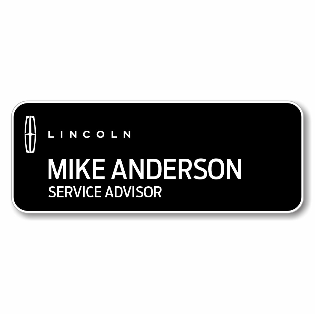 Lincoln 3.25" x 1.25" Black Name Badge