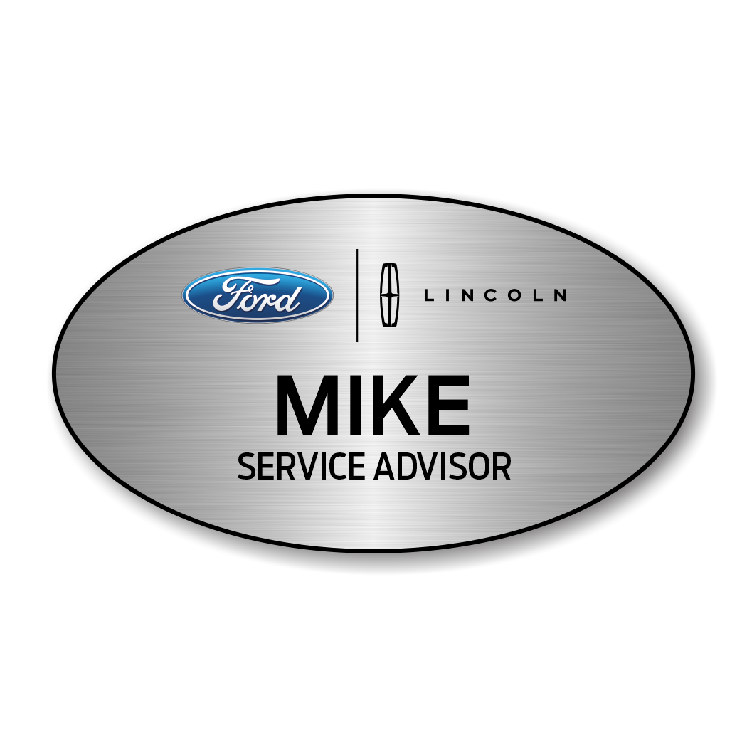 Ford Lincoln Silver Oval Name Badge