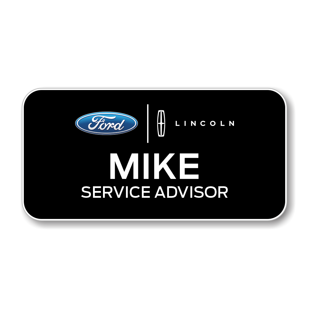 Ford Lincoln Black 3" x 1.5" Name Badge