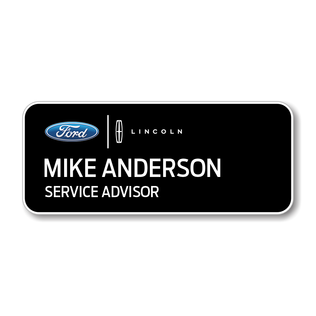 Ford Lincoln Black 3" x 1.25" Name Badge