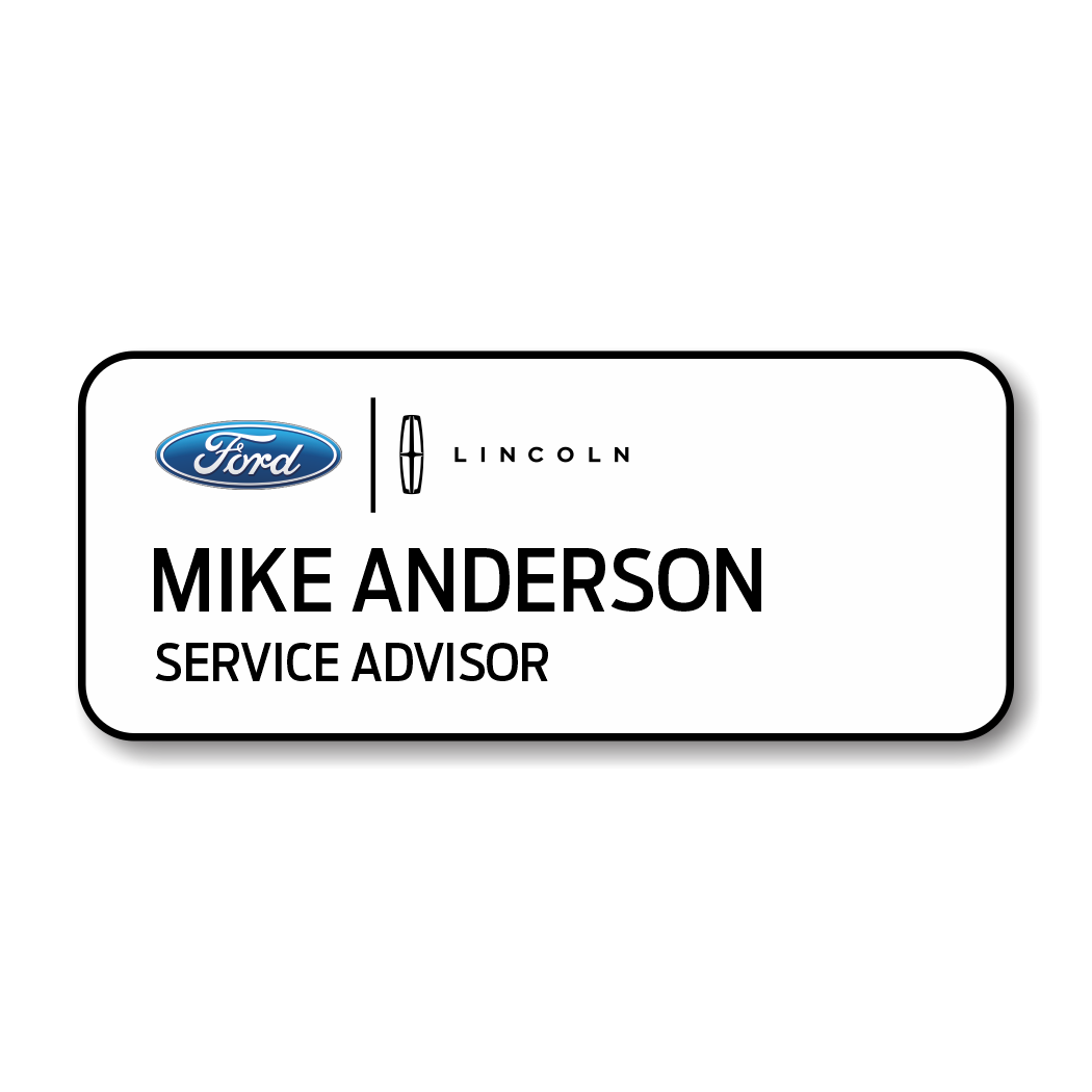 Ford Lincoln White 3" x 1.25" Name Badge