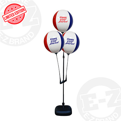 Happy 250th America Reusable 3 Balloon Cluster Kit w/ Water Base