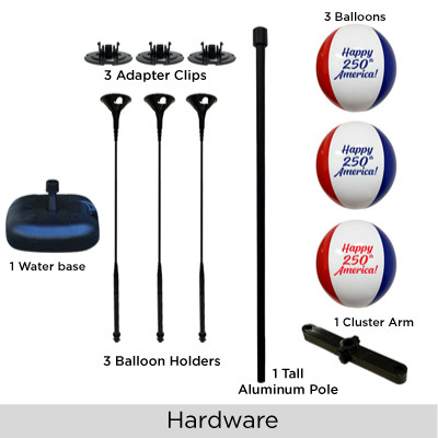 Happy 250th America Reusable 3 Balloon Cluster Kit w/ Water Base