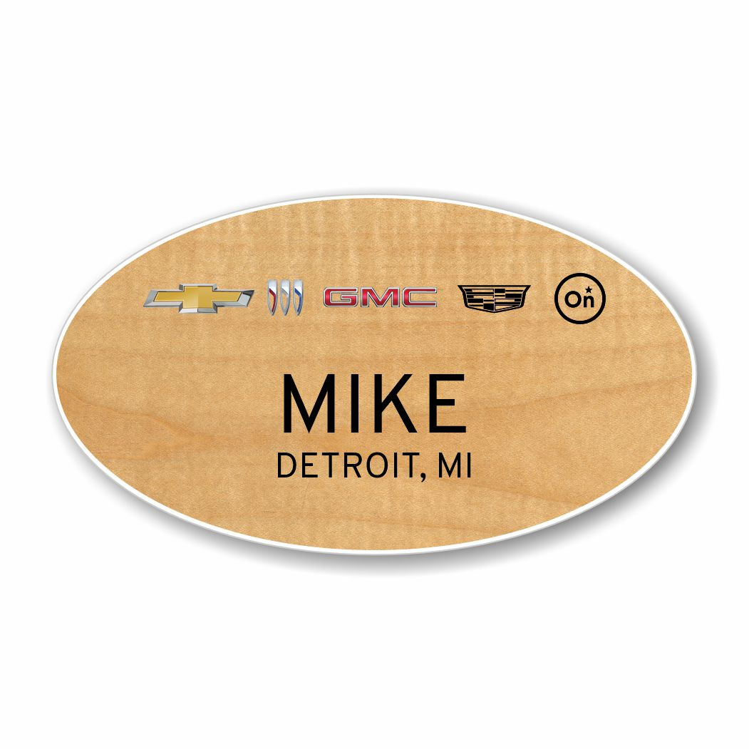 GM 4 Brand Onstar 2022 Maple Oval Name Badge