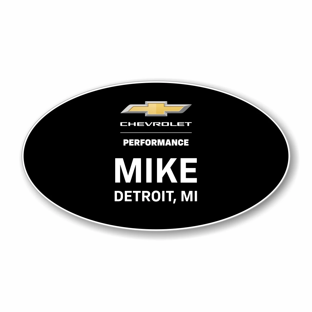 Chevrolet Performance Vertical Black Oval Name Badge