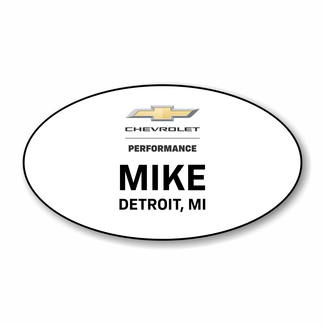 Chevrolet Performance Vertical White Oval Name Badge