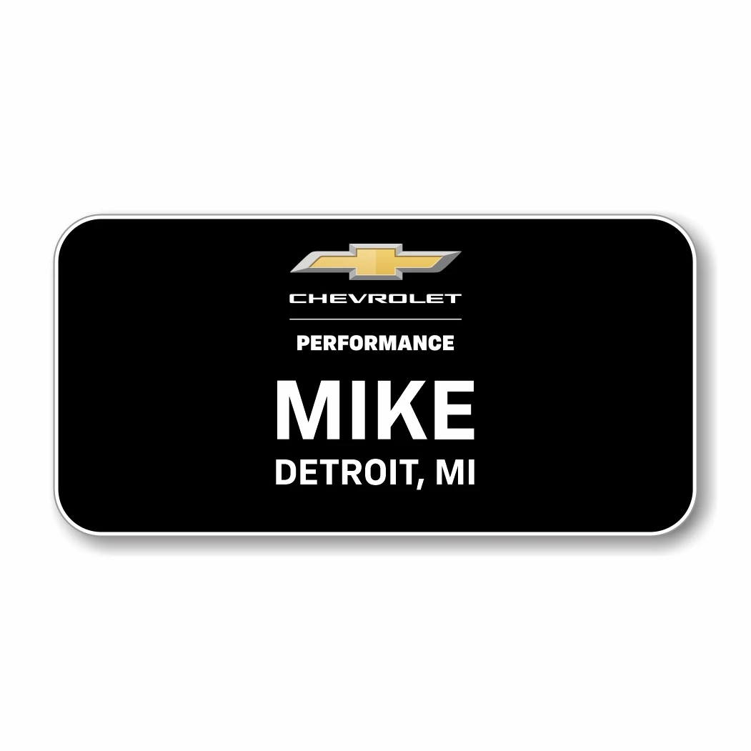 Chevrolet Performance Vertical Black 3" x 1.5" Name Badge