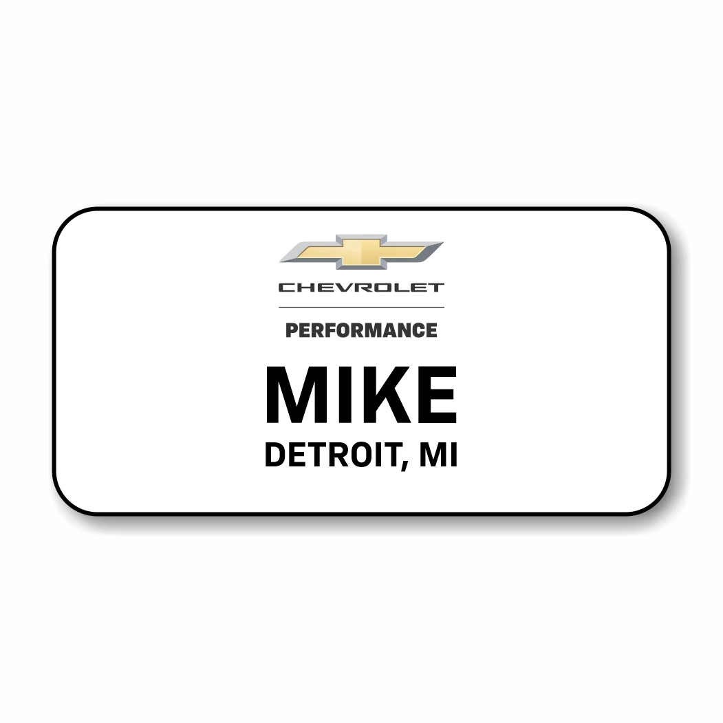 Chevrolet Performance Vertical White 3" x 1.5" Name Badge