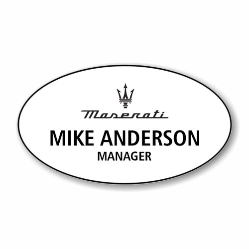 Maserati White Oval Name Badge