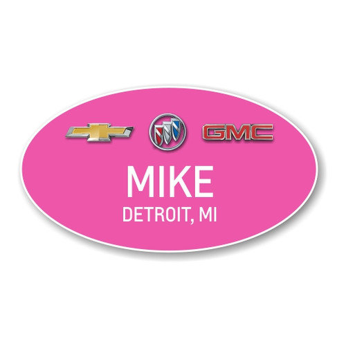 Chevrolet Buick GMC Pink Oval Name Badge