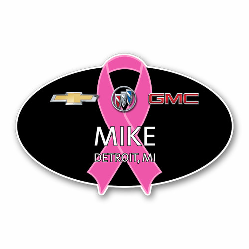 Chevrolet Buick GMC Breast Cancer Awareness Name Badge (Oval)