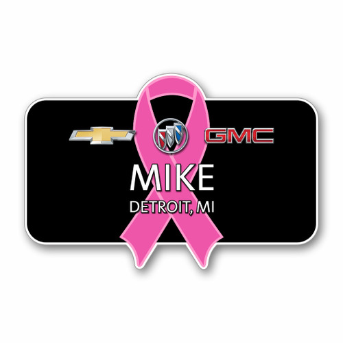 Chevrolet Buick GMC Breast Cancer Awareness Name Badge (Rectangle)