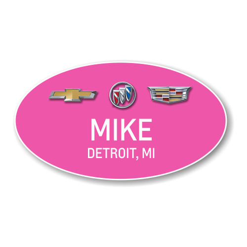 Chevrolet Buick Cadillac Pink Oval Name Badge