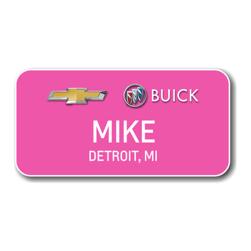 Chevrolet Buick Pink 3" x 1.5" Name Badge