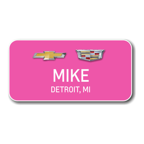 Chevrolet Cadillac Pink 3" x 1.5" Name Badge