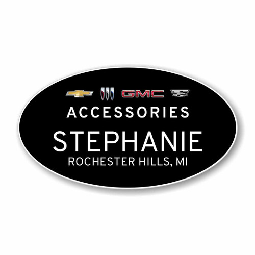 GM Accessories Black Oval Name Badge