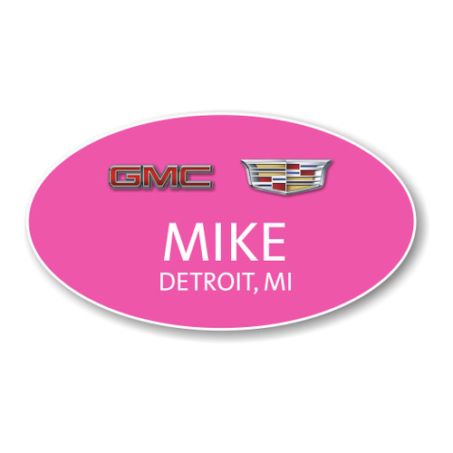 GMC Cadillac Pink Oval Name Badge