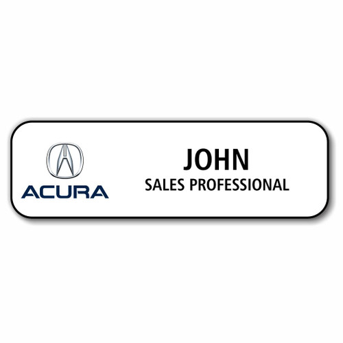 Acura White 3.25" x 1" Name Badge