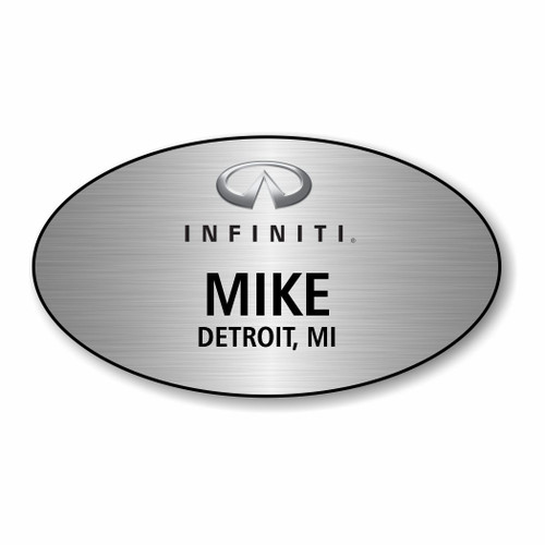 Infiniti Brushed Aluminum Oval Name Badge