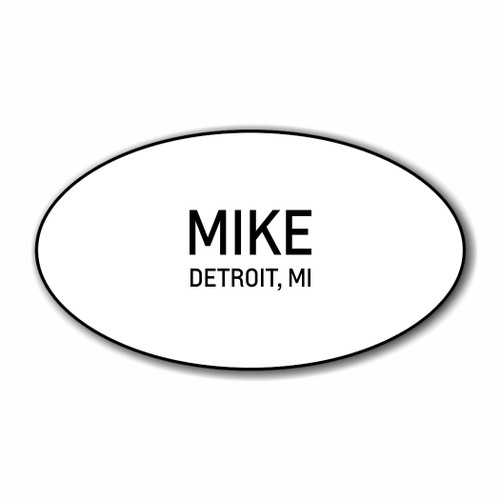 No Logo White Oval Name Badge