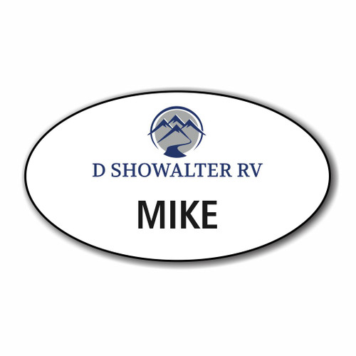 D Showalter RV White Oval Name Badge