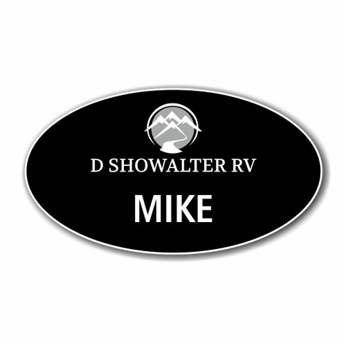 D Showalter RV Black Oval Name Badge