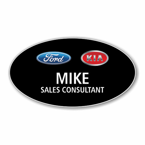 Ford Kia Black Oval Name Badge