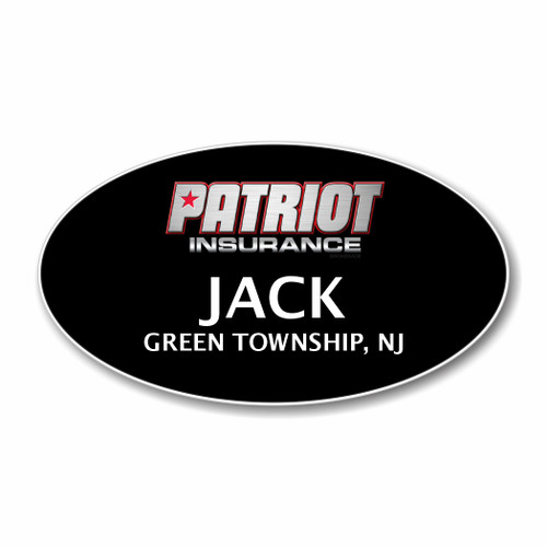 Patriot Insurance Black Oval Name Badge