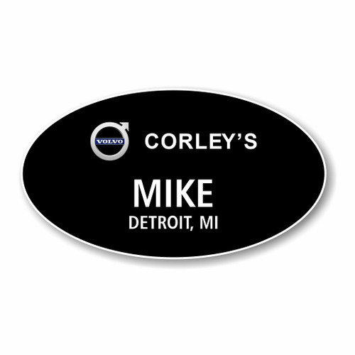 Corley Volvo Black Oval Name Badge